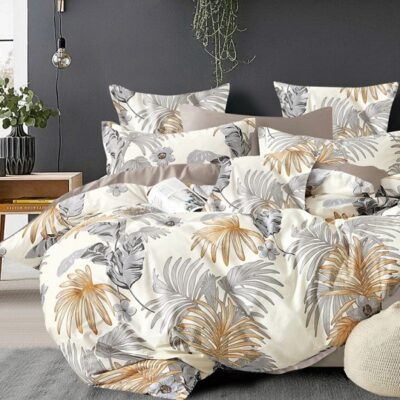 Komplet Pościeli Satyna Bawełniana Liście