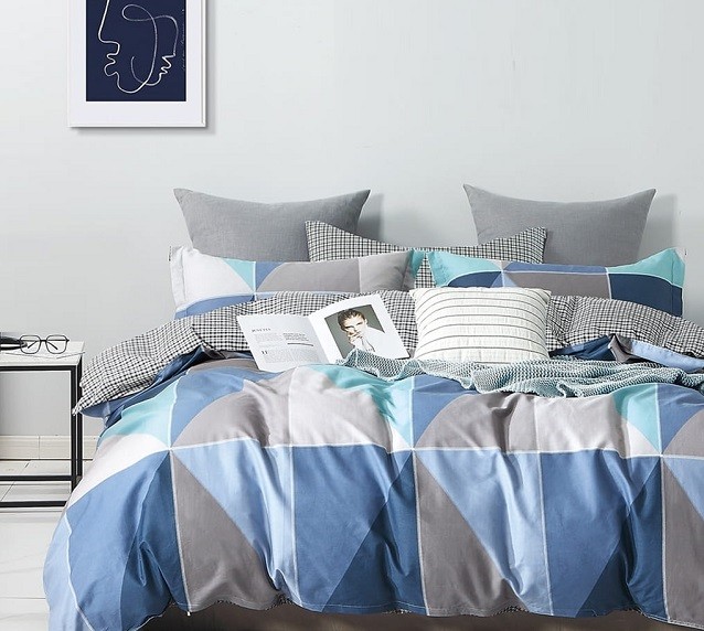 Komplet Pościeli Satyna Bawełniana Trójkąty