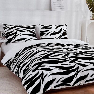 Komplet Pościeli Satyna Bawełniana Zebra