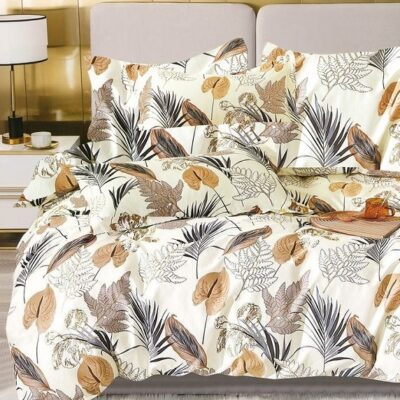 Komplet Pościeli Satyna Bawełniana Liście