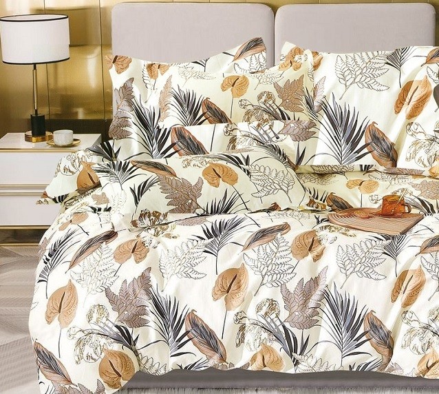 Komplet Pościeli Satyna Bawełniana Liście