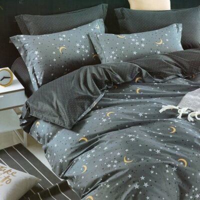 Komplet Pościeli Satyna Bawełniana Gwiazdy