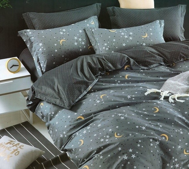 Komplet Pościeli Satyna Bawełniana Gwiazdy