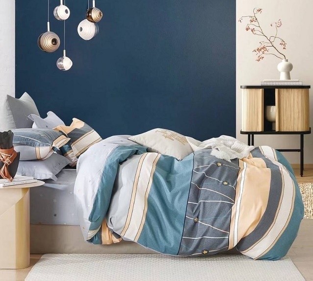 Komplet Pościeli Satyna Bawełniana Pasy