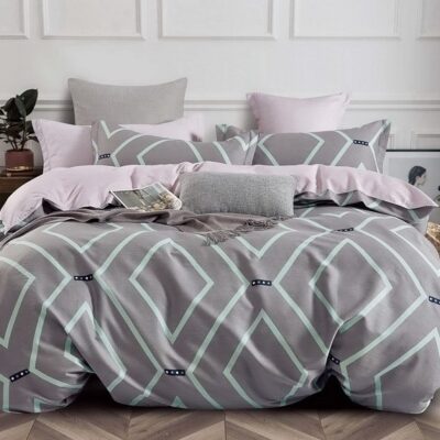 Komplet Pościeli Satyna Bawełniana Romby