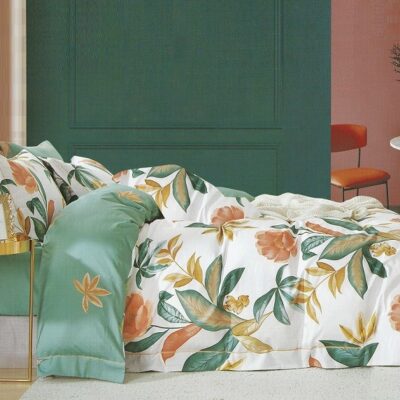 Komplet Pościeli Satyna Bawełniana Liście