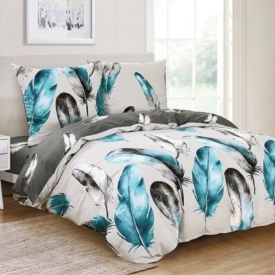 Komplet Pościeli Satyna Bawełniana Piórka