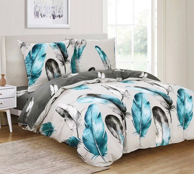 Komplet Pościeli Satyna Bawełniana Piórka