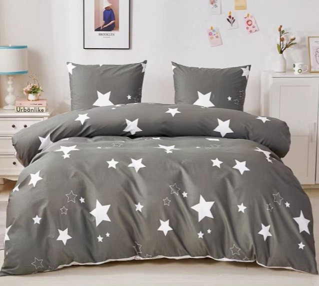 Komplet Pościeli Satyna Bawełniana Gwiazdy