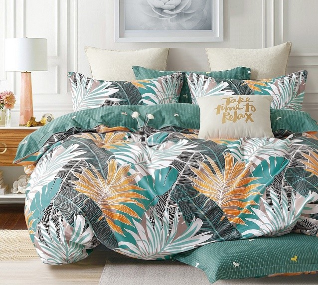 Komplet Pościeli Satyna Bawełniana Monstera