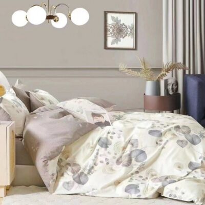 Komplet Pościeli Satyna Bawełniana Liście