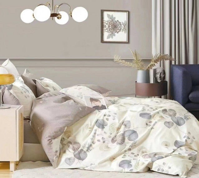 Komplet Pościeli Satyna Bawełniana Liście