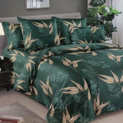 Komplet Pościeli Satyna Bawełniana Liście