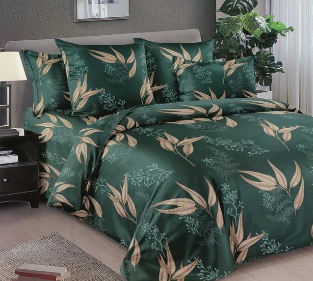 Komplet Pościeli Satyna Bawełniana Liście