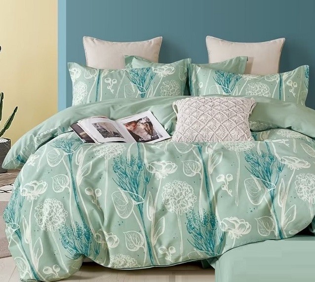 Komplet Pościeli Satyna Bawełniana Liście