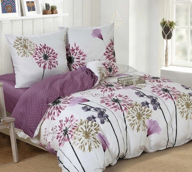 Komplet Pościeli Satyna Bawełniana Dmuchawce