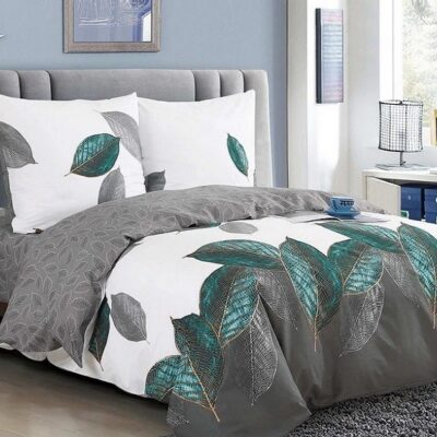 Komplet Pościeli Satyna Bawełniana Liście