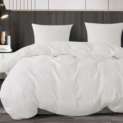 Komplet Pościeli Satyna Bawełniana Biała