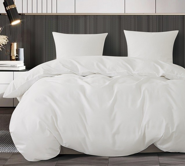 Komplet Pościeli Satyna Bawełniana Biała