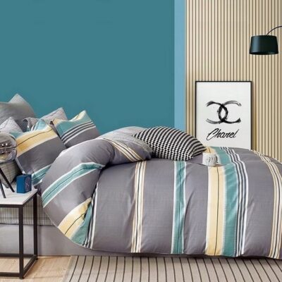 Komplet Pościeli Satyna Bawełniana Pasy