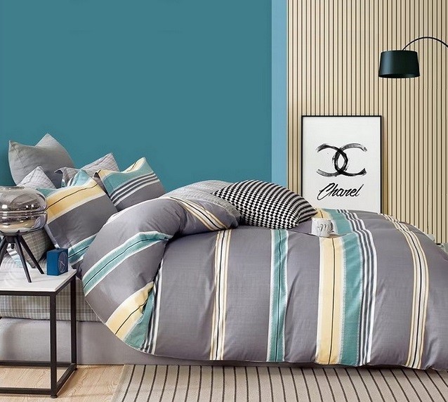 Komplet Pościeli Satyna Bawełniana Pasy