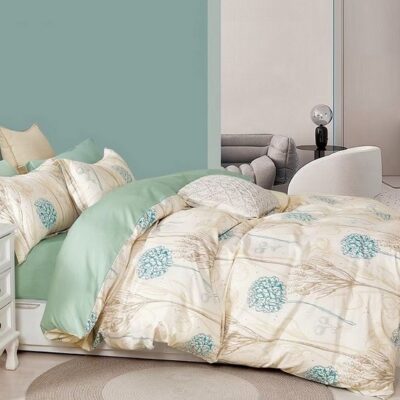 Komplet Pościeli Satyna Bawełniana Liście