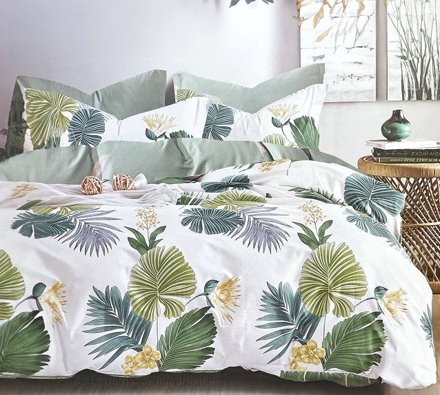 Komplet Pościeli Satyna Bawełniana Liście