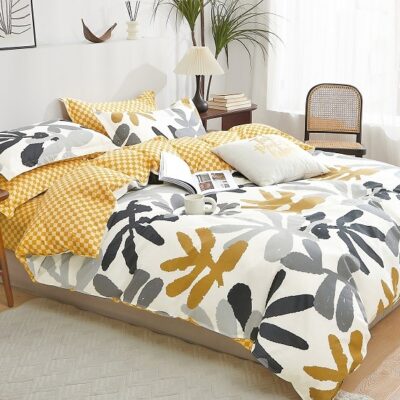 Komplet Pościeli Satyna Bawełniana Liście
