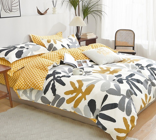 Komplet Pościeli Satyna Bawełniana Liście