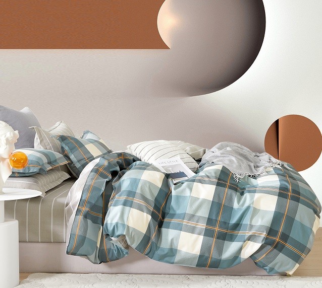 Komplet Pościeli Satyna Bawełniana Krata