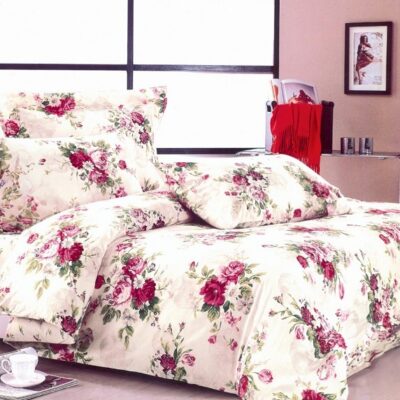 Komplet Pościeli Satyna Bawełniana Róże