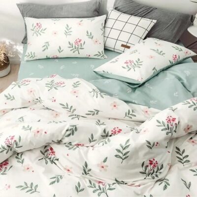 Komplet Pościeli Satyna Bawełniana Liście