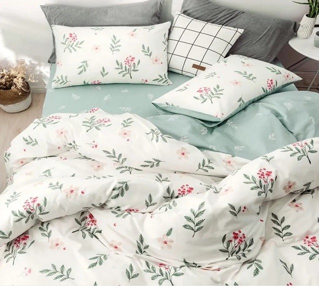 Komplet Pościeli Satyna Bawełniana Liście