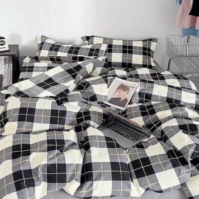 Komplet Pościeli Satyna Bawełniana Krata