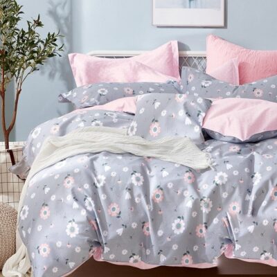 Komplet Pościeli Satyna Bawełniana Kwiatki