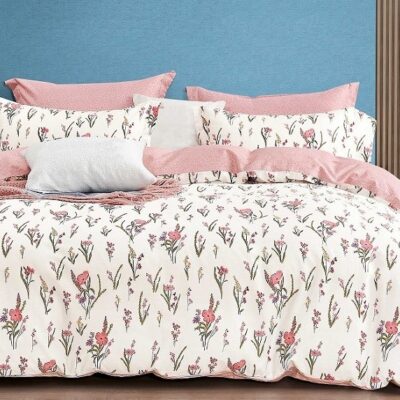 Komplet Pościeli Satyna Bawełniana Kwiatki