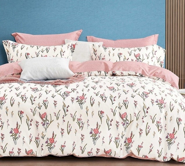 Komplet Pościeli Satyna Bawełniana Kwiatki