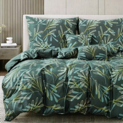 Komplet Pościeli Satyna Bawełniana Liście