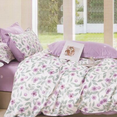 Komplet Pościeli Satyna Bawełniana Kwiatki