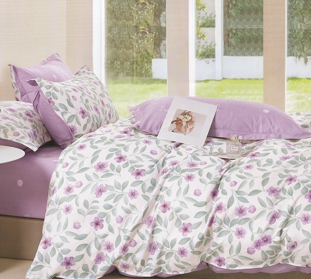 Komplet Pościeli Satyna Bawełniana Kwiatki
