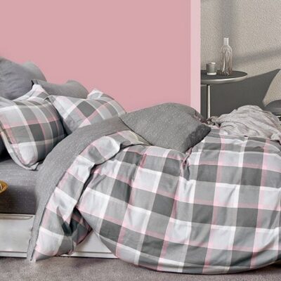 Komplet Pościeli Satyna Bawełniana Krata