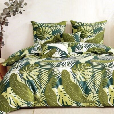 Komplet Pościeli Satyna Bawełniana Liście