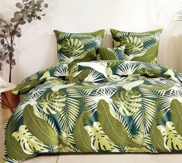 Komplet Pościeli Satyna Bawełniana Liście
