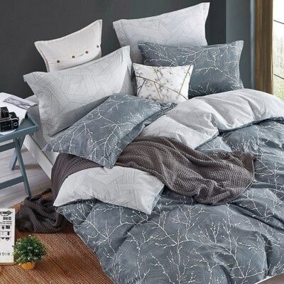 Komplet Pościeli Satyna Bawełniana Gałązki