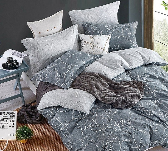 Komplet Pościeli Satyna Bawełniana Gałązki