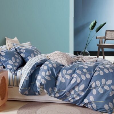 Komplet Pościeli Satyna Bawełniana Liście