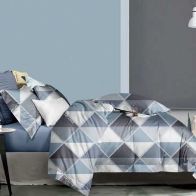 Komplet Pościeli Satyna Bawełniana Krata