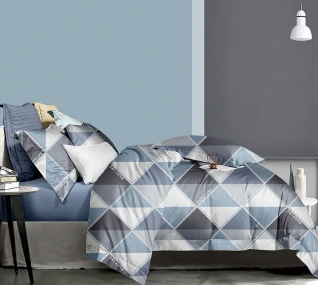 Komplet Pościeli Satyna Bawełniana Krata