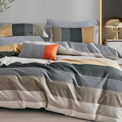 Komplet Pościeli Satyna Bawełniana Pasy