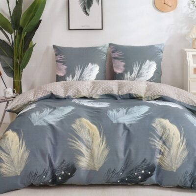 Komplet Pościeli Satyna Bawełniana Piórka